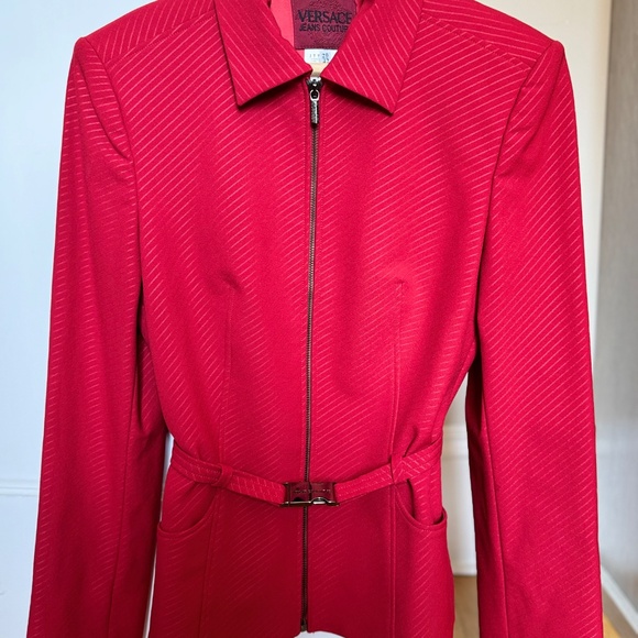 Rare Vintage Versace Jeans Couture Red Jacket Made in Italy – Size IT 42 (US 6) - Picture 3 of 5